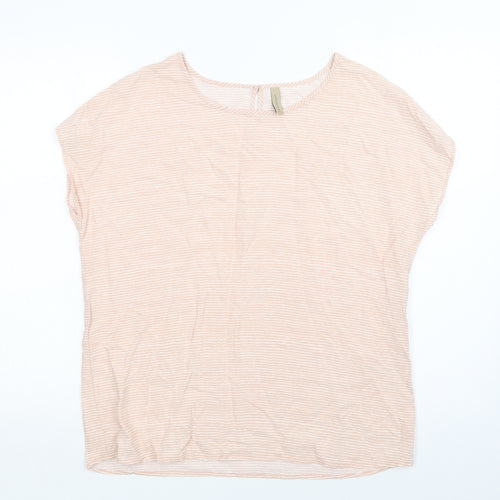 Soyaconcept Womens Pink Striped  Basic Blouse Size M Round Neck