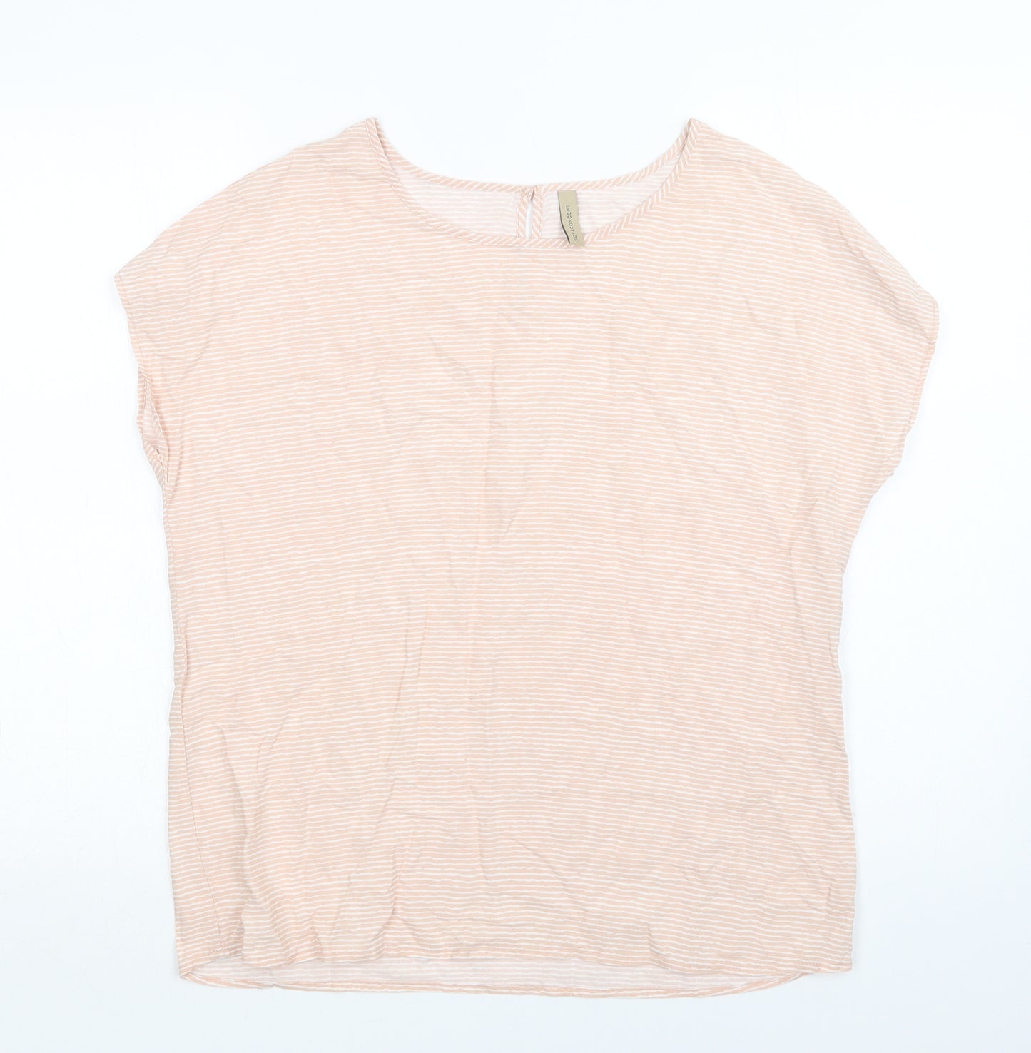 Soyaconcept Womens Pink Striped  Basic Blouse Size M Round Neck