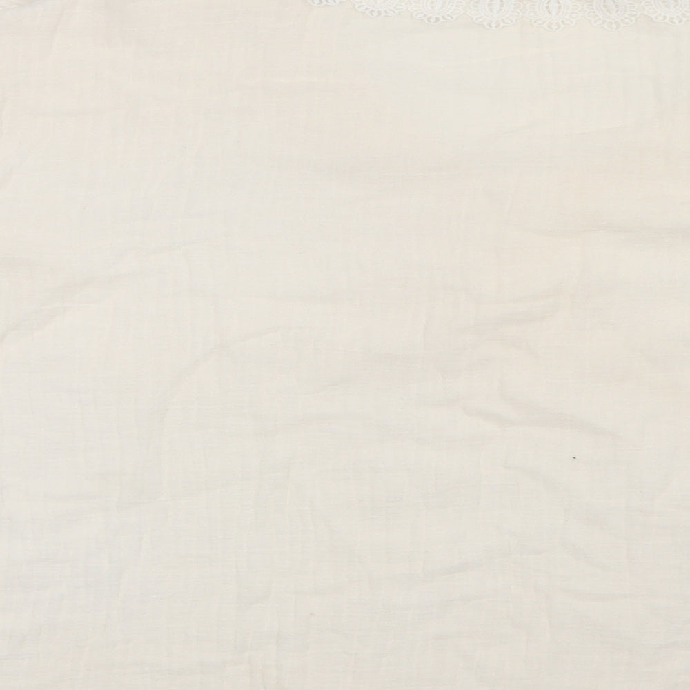 Zara Womens Ivory  Cotton Basic Blouse Size S V-Neck - Lace Detail