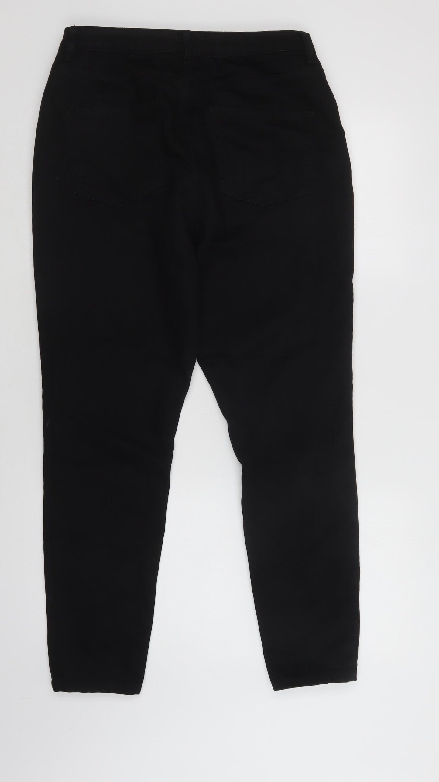 Boohoi Womens Black  Cotton Mom Jeans Size 16 L29 in Regular Button