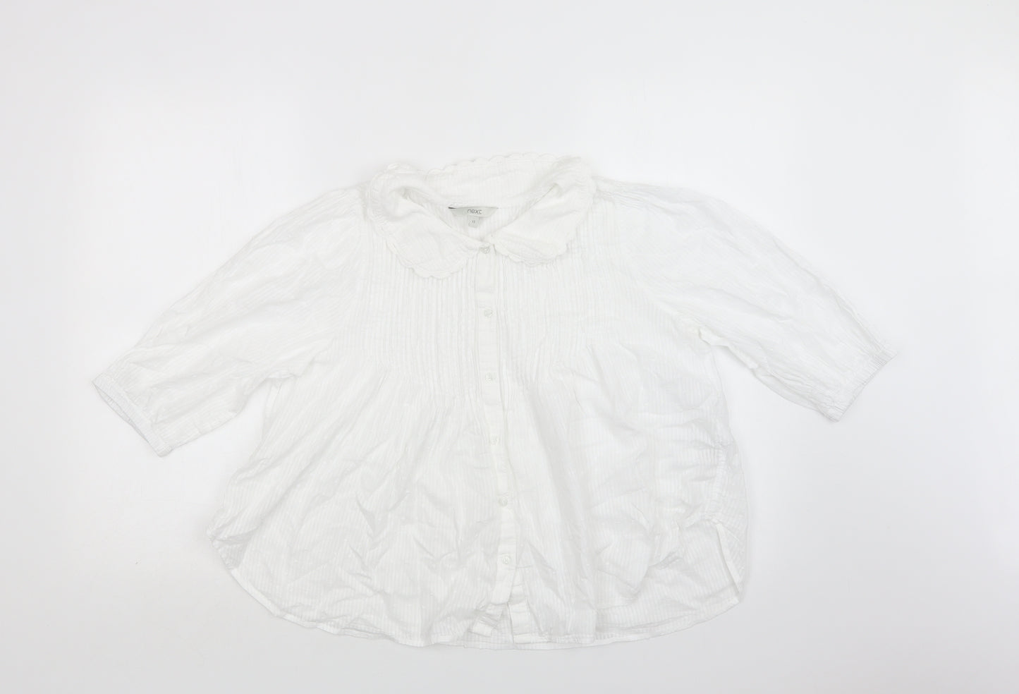 NEXT Womens White  Cotton Basic Button-Up Size 12 Collared