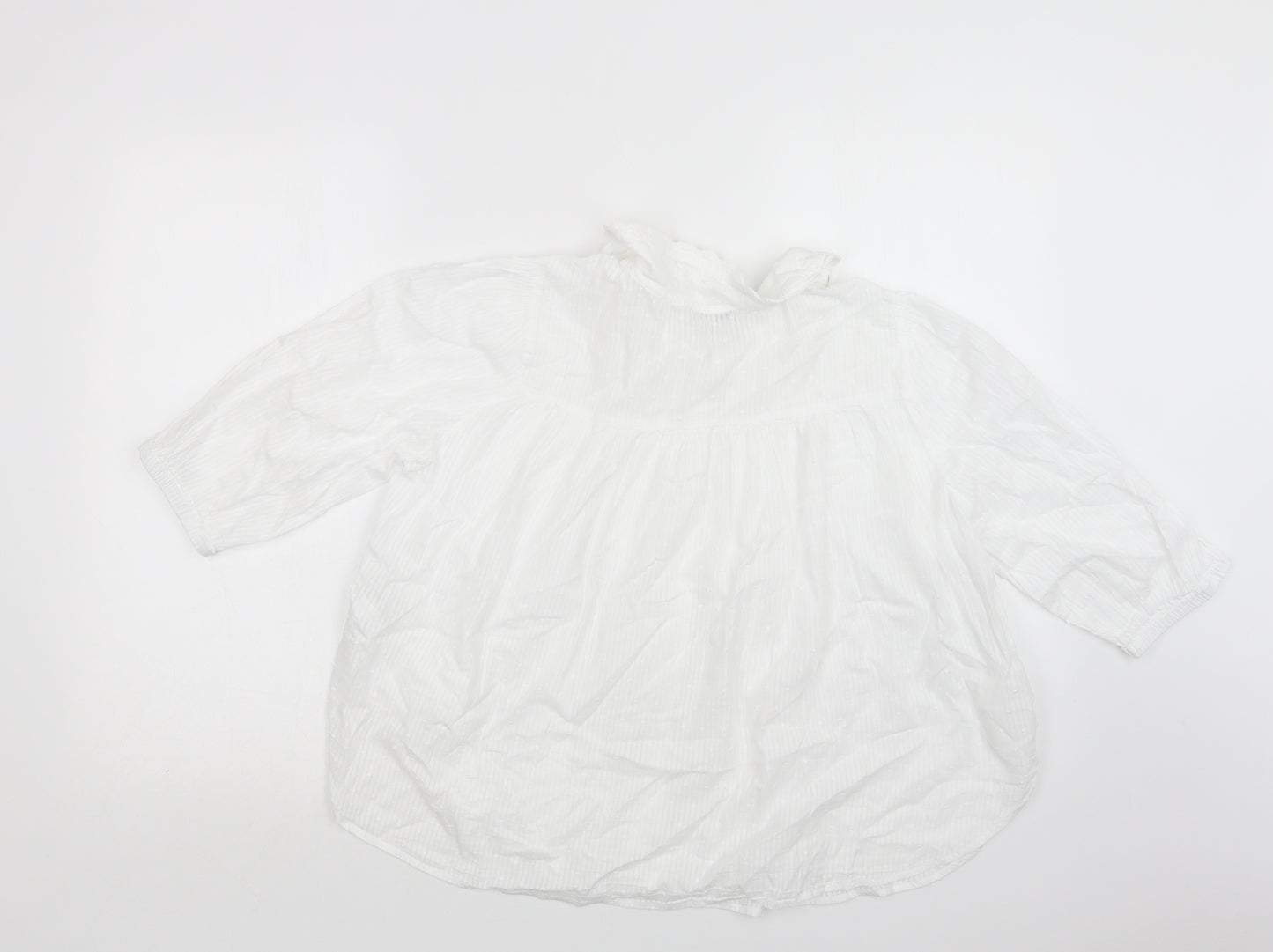 NEXT Womens White  Cotton Basic Button-Up Size 12 Collared