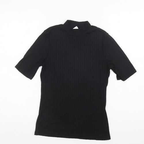 H&M Womens Black  Polyester Basic Blouse Size S Mock Neck