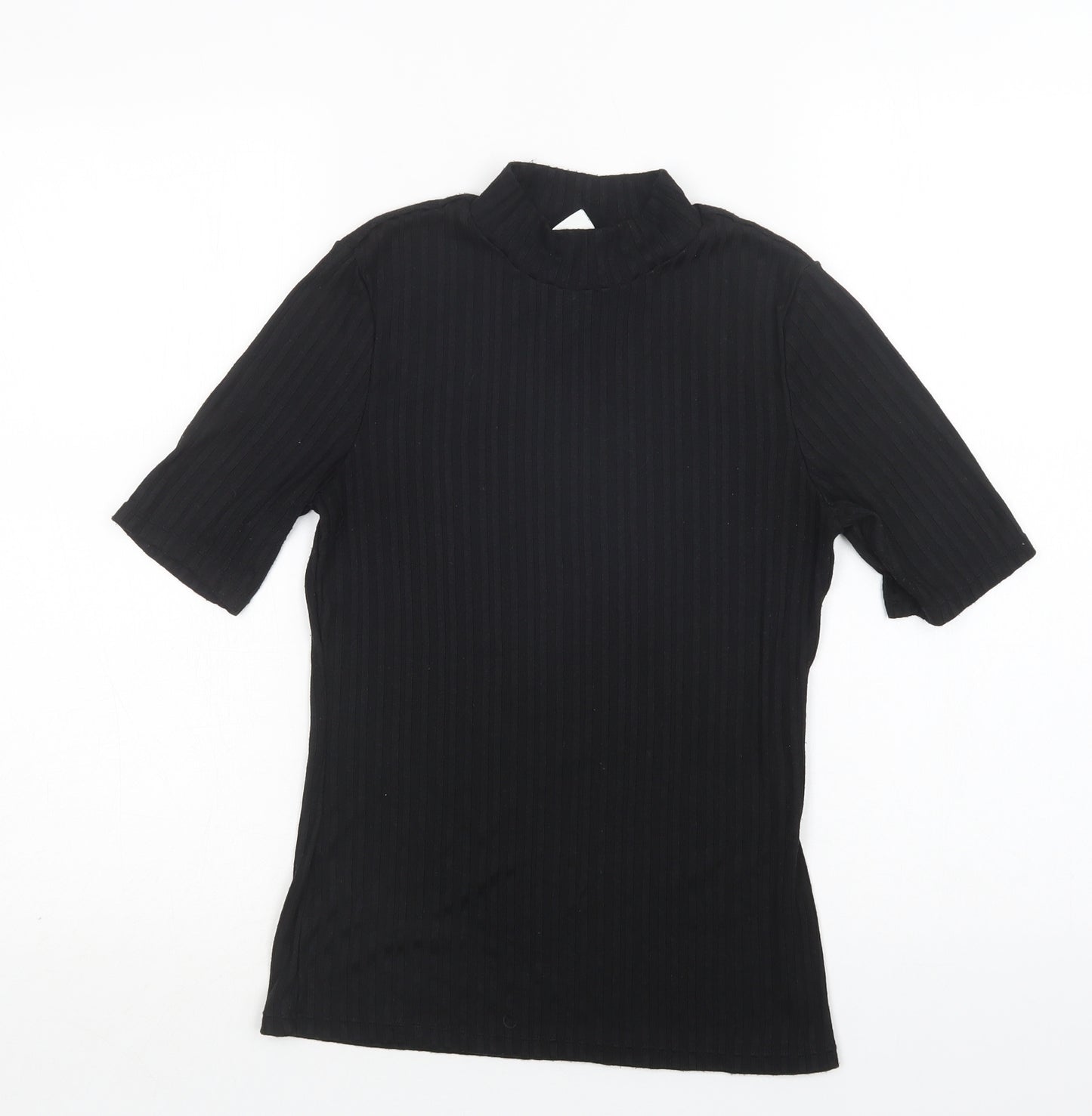 H&M Womens Black  Polyester Basic Blouse Size S Mock Neck