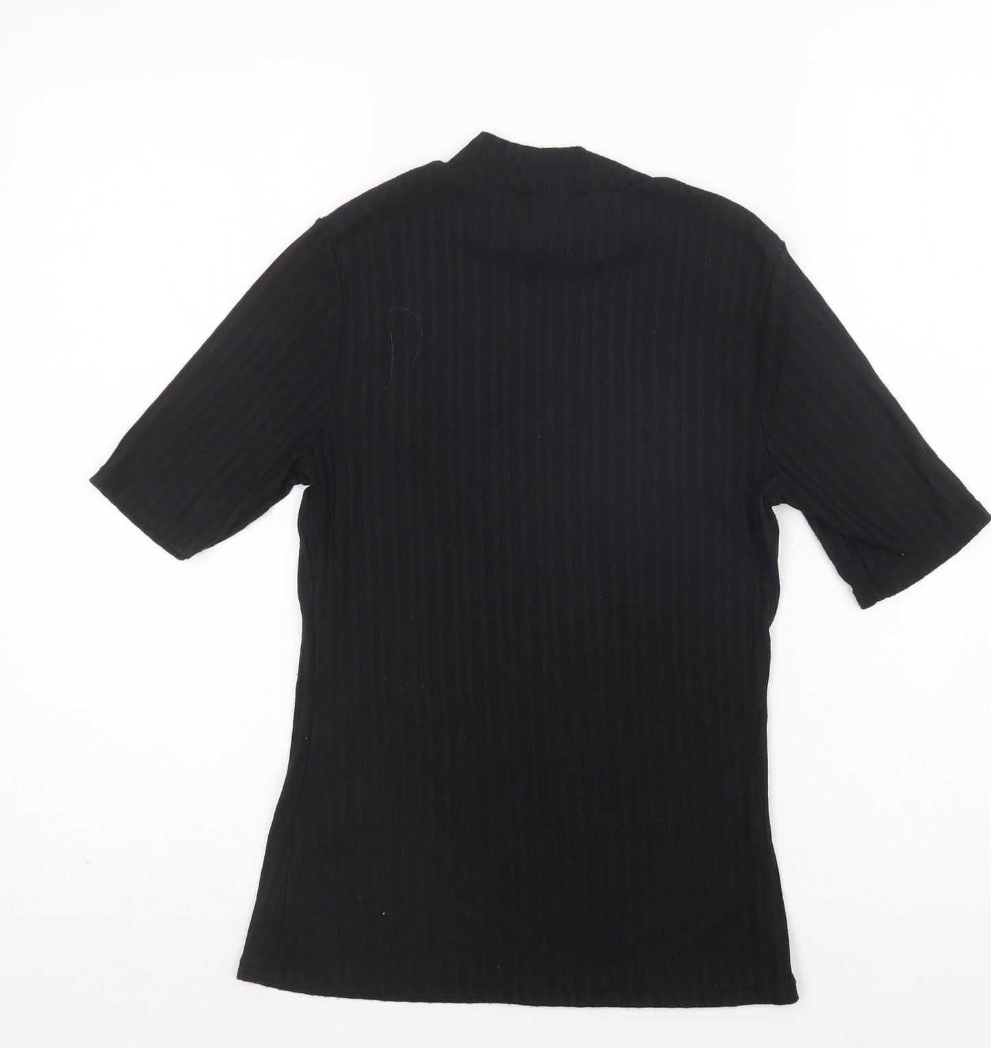 H&M Womens Black  Polyester Basic Blouse Size S Mock Neck