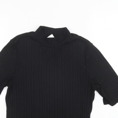 H&M Womens Black  Polyester Basic Blouse Size S Mock Neck