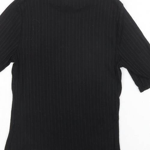 H&M Womens Black  Polyester Basic Blouse Size S Mock Neck