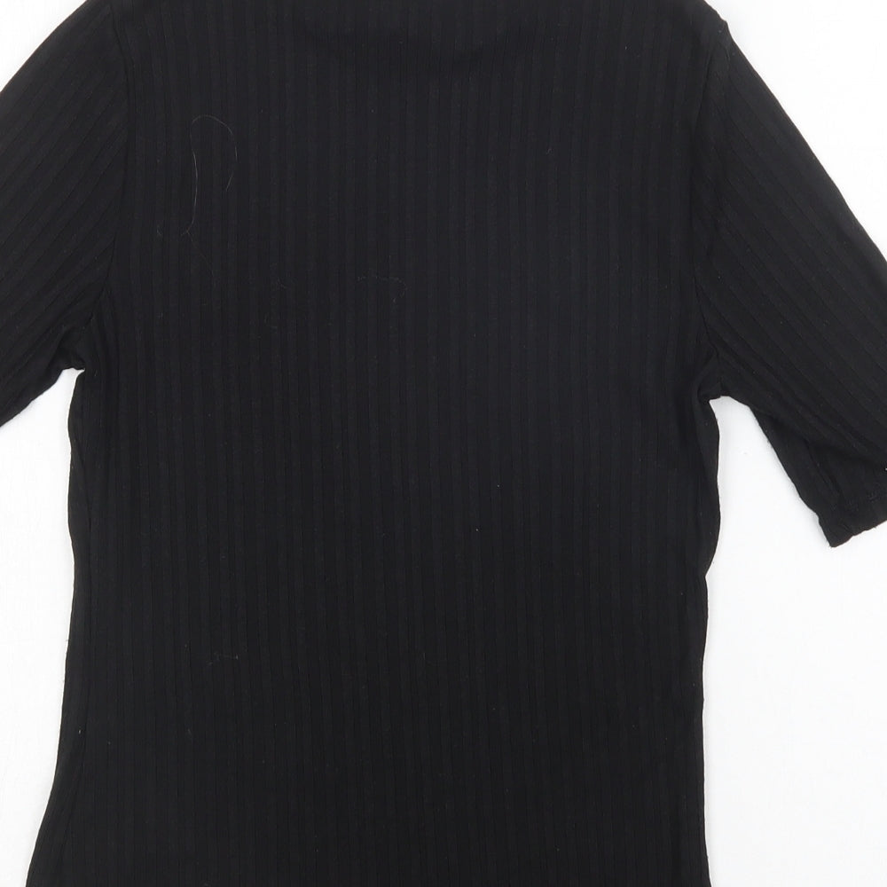 H&M Womens Black  Polyester Basic Blouse Size S Mock Neck