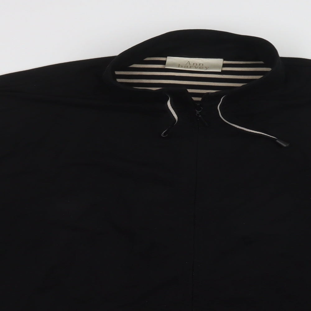 Ann Harvey Womens Black  Cotton Full Zip Sweatshirt Size 26  Zip
