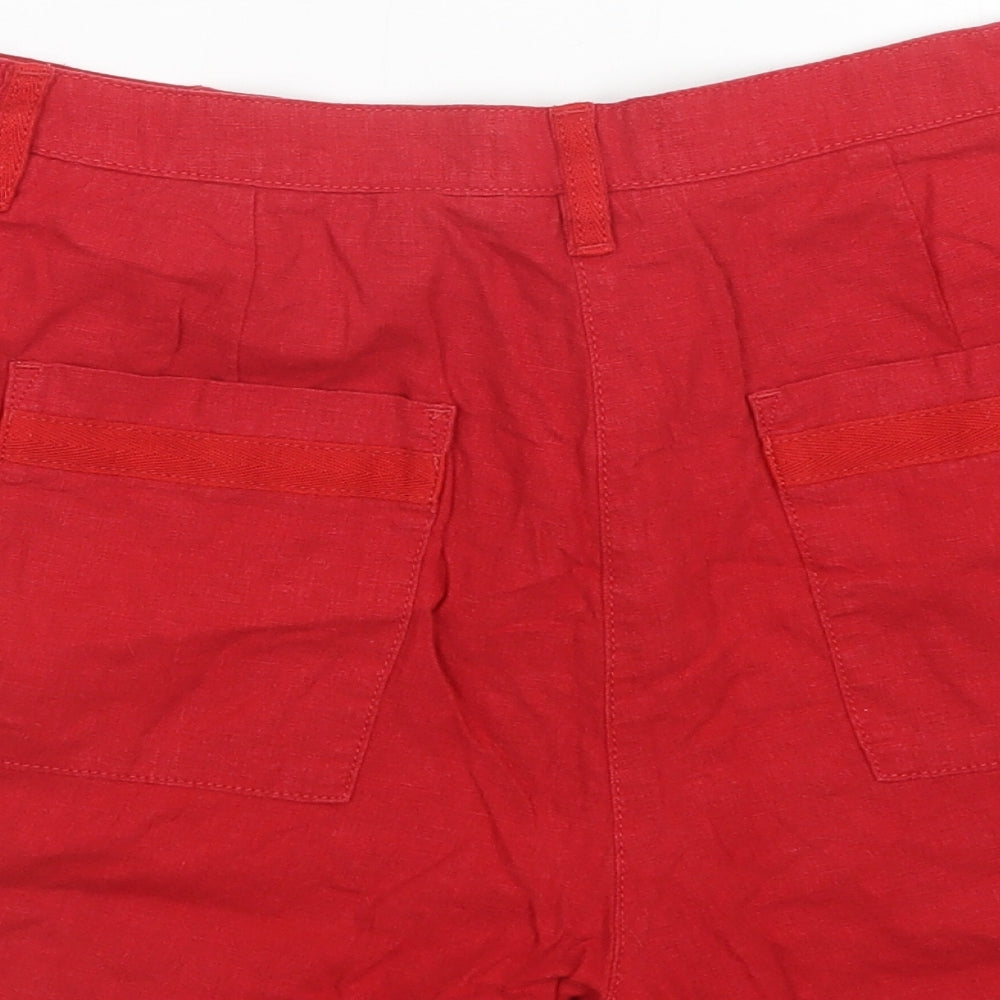 NEXT Womens Red  Linen Bermuda Shorts Size 18 L4 in Regular Button