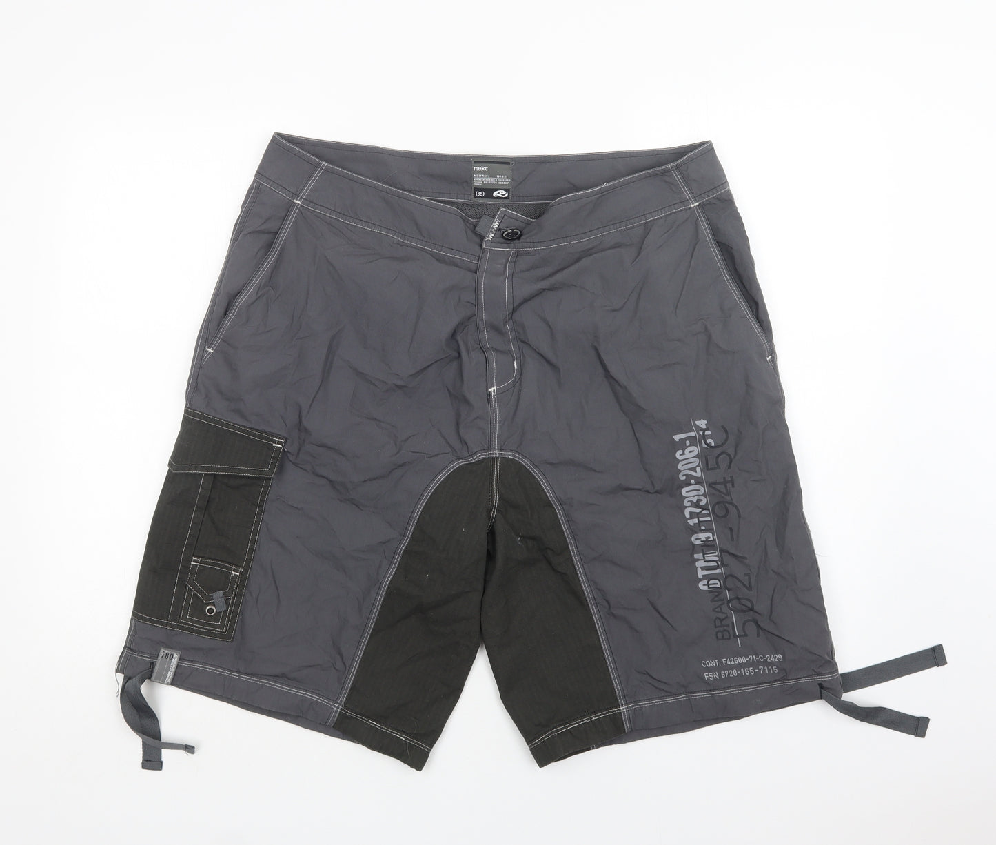 NEXT Mens Grey  Cotton Cargo Shorts Size 38 L12 in Regular Button