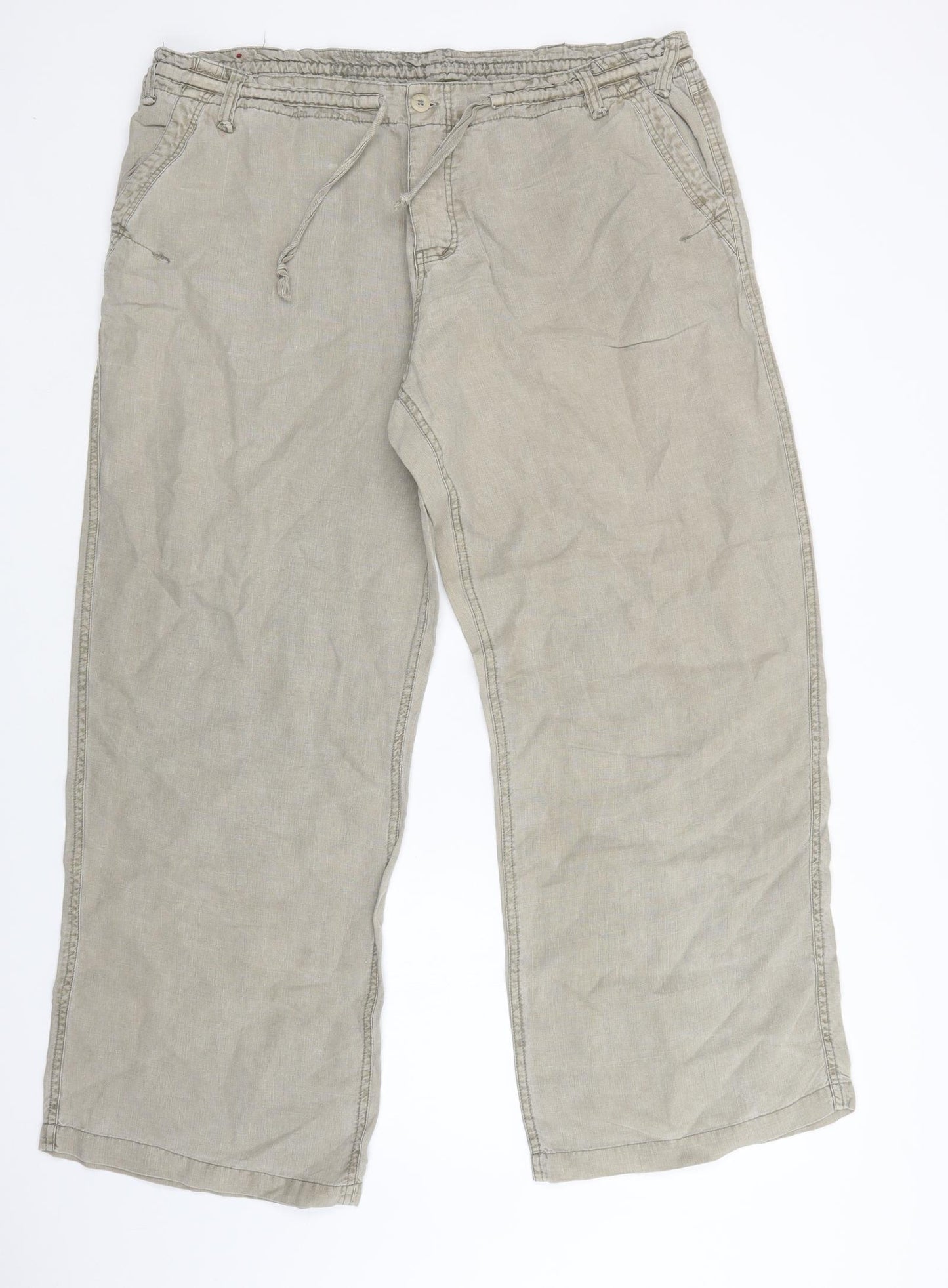 River Island Mens Beige  Linen Trousers  Size 38 L32 in Regular Button