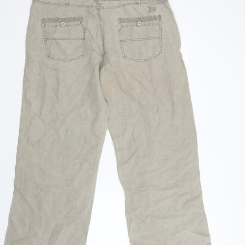 River Island Mens Beige  Linen Trousers  Size 38 L32 in Regular Button