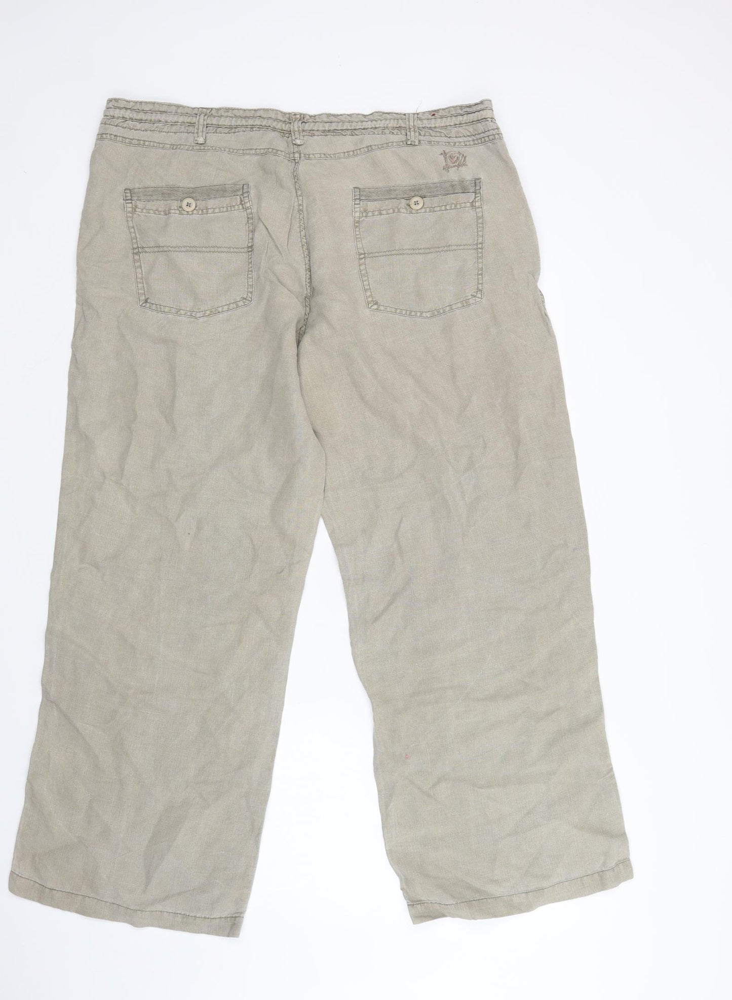 River Island Mens Beige  Linen Trousers  Size 38 L32 in Regular Button