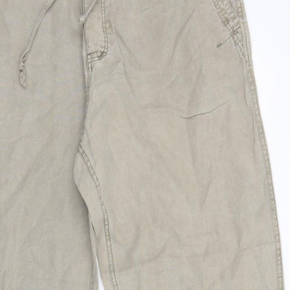 River Island Mens Beige  Linen Trousers  Size 38 L32 in Regular Button