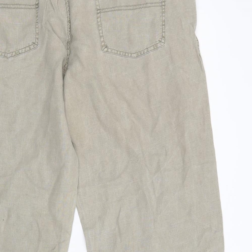 River Island Mens Beige  Linen Trousers  Size 38 L32 in Regular Button