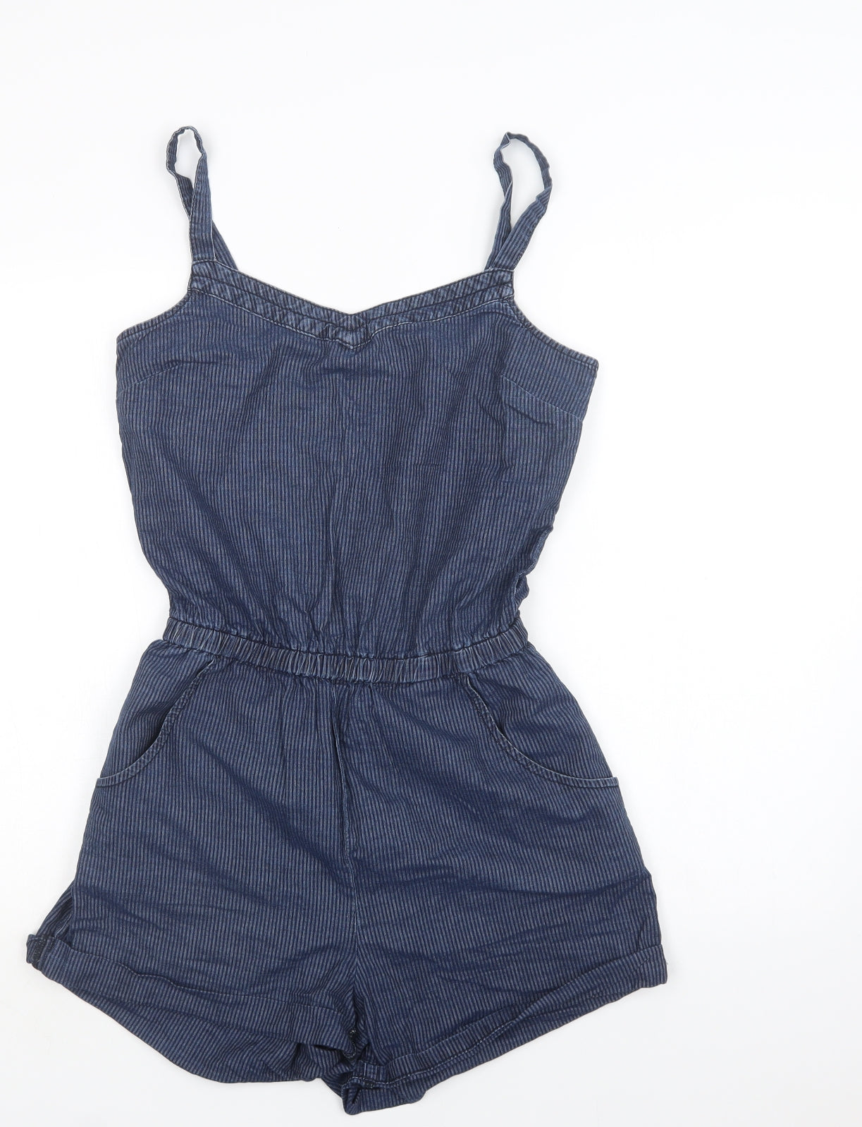Miss Selfridge Womens Blue  Cotton Playsuit One-Piece Size 10
