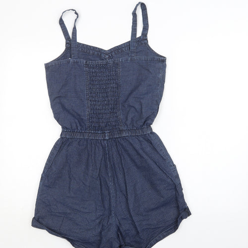 Miss Selfridge Womens Blue  Cotton Playsuit One-Piece Size 10