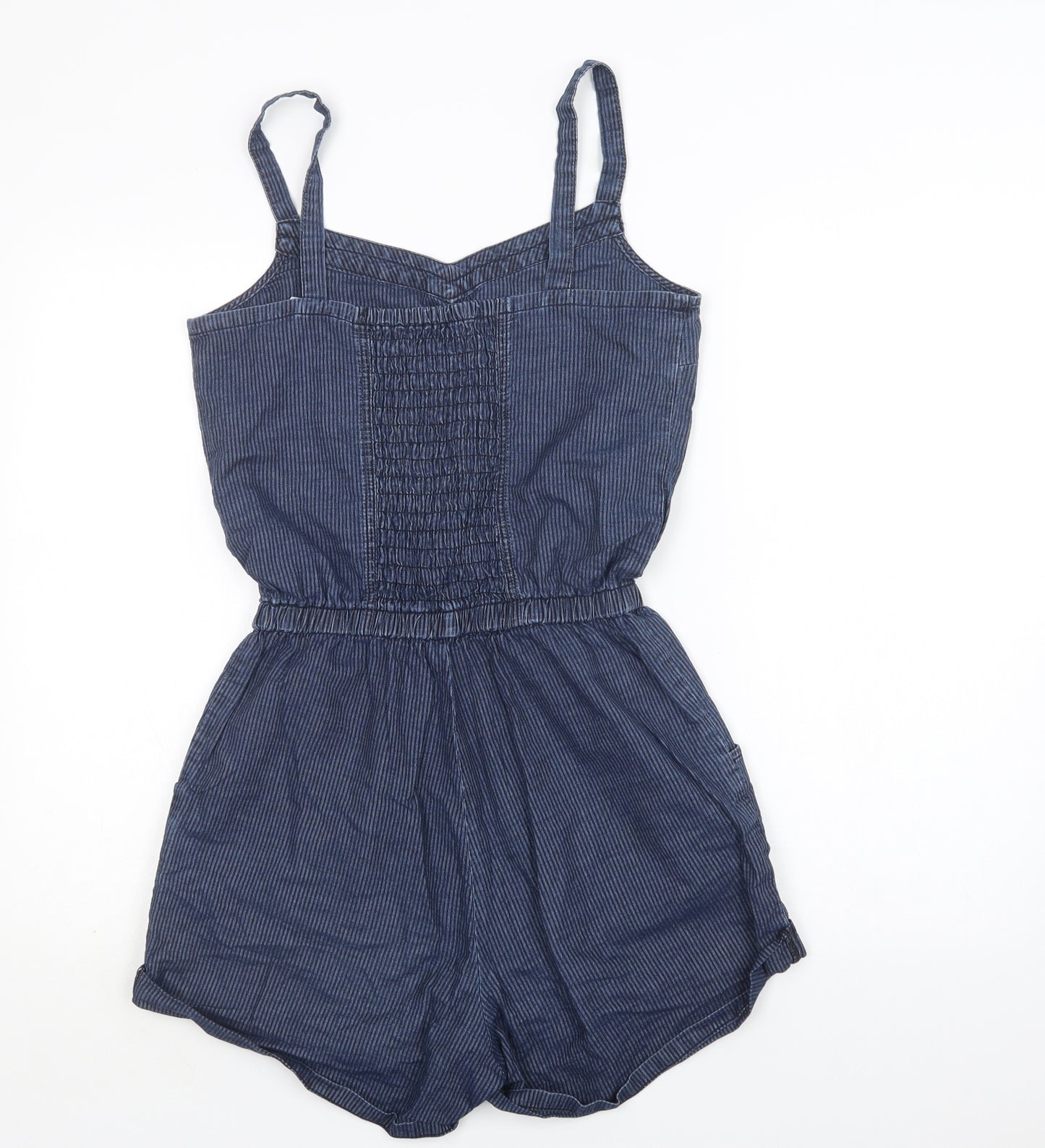 Miss Selfridge Womens Blue  Cotton Playsuit One-Piece Size 10