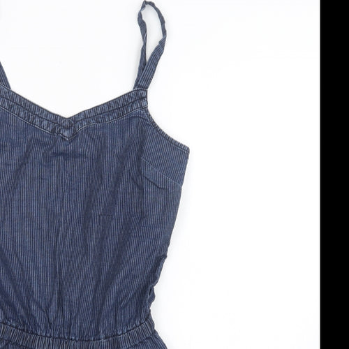 Miss Selfridge Womens Blue  Cotton Playsuit One-Piece Size 10