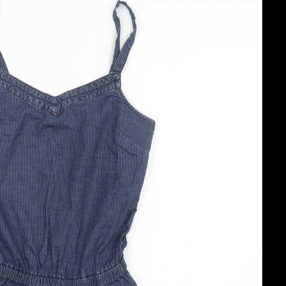 Miss Selfridge Womens Blue  Cotton Playsuit One-Piece Size 10