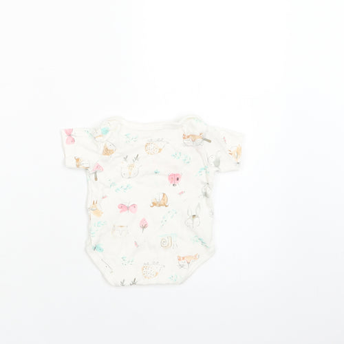 Bebe Bonito Baby White Geometric Cotton Romper One-Piece Size 0-3 Months  Snap - Woodland Animals Print