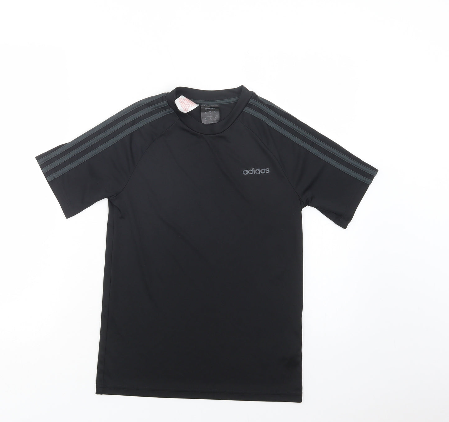 adidas Boys Black  Polyester Basic T-Shirt Size 11-12 Years Crew Neck