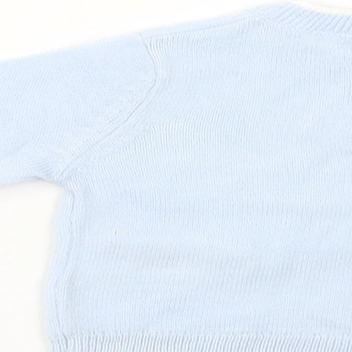 Bonjour Bebe Baby Blue  Acrylic Pullover Jumper Size 0-3 Months  Button - Star Print