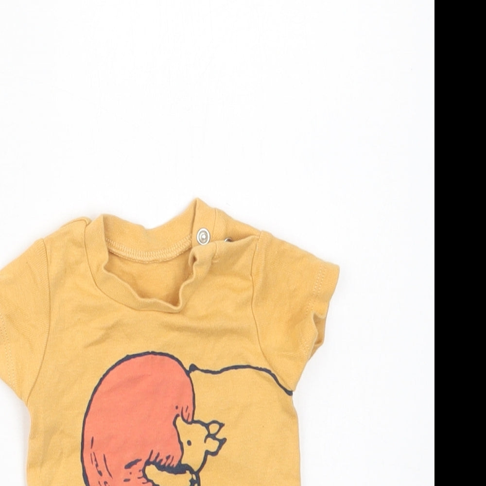 M&S Baby Yellow  Cotton Romper One-Piece Size 0-3 Months  Snap