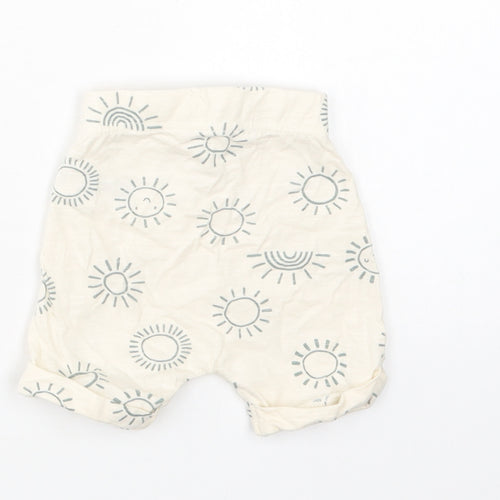 Nutmeg Baby Ivory Geometric Cotton Jogger Trousers Size 0-3 Months  Drawstring
