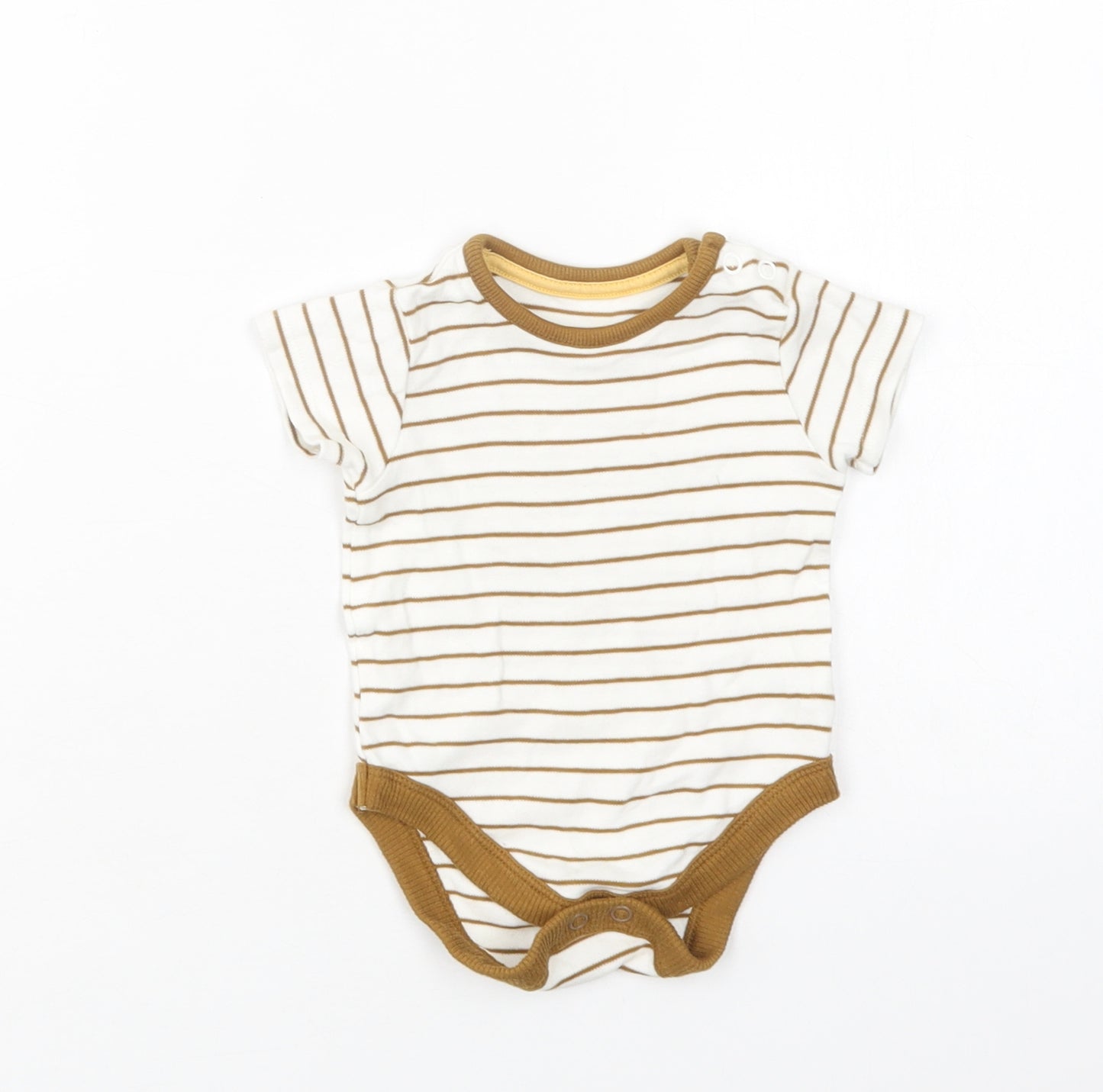 George Baby White Striped Cotton Romper One-Piece Size 0-3 Months  Snap