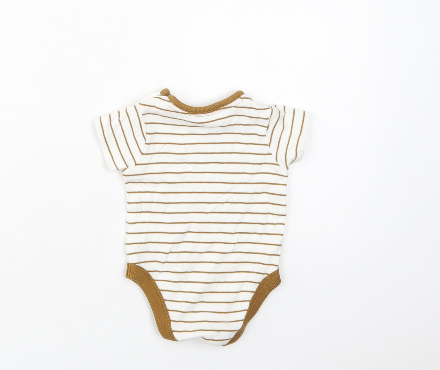 George Baby White Striped Cotton Romper One-Piece Size 0-3 Months  Snap