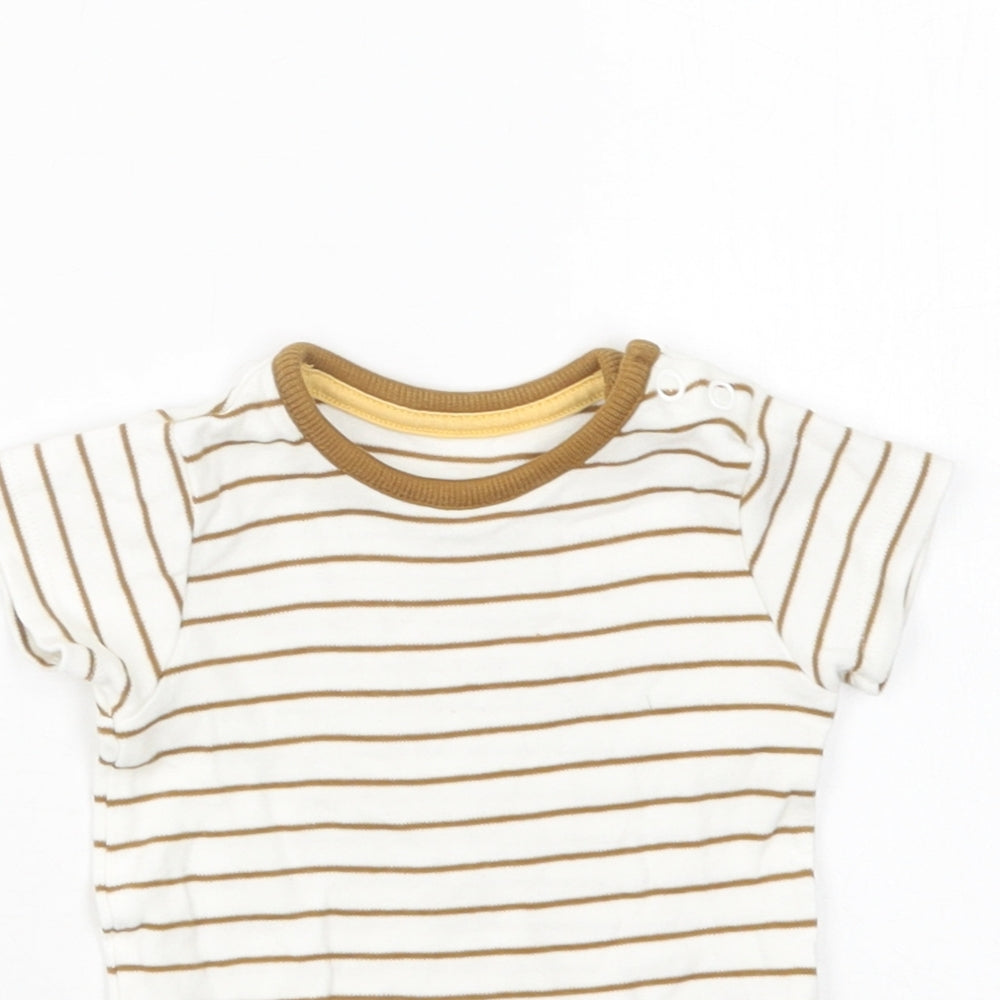 George Baby White Striped Cotton Romper One-Piece Size 0-3 Months  Snap