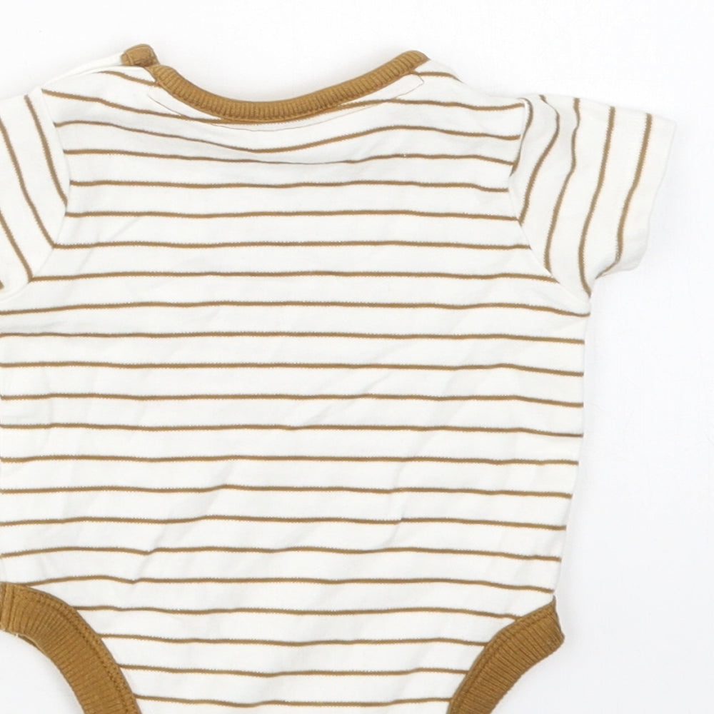 George Baby White Striped Cotton Romper One-Piece Size 0-3 Months  Snap