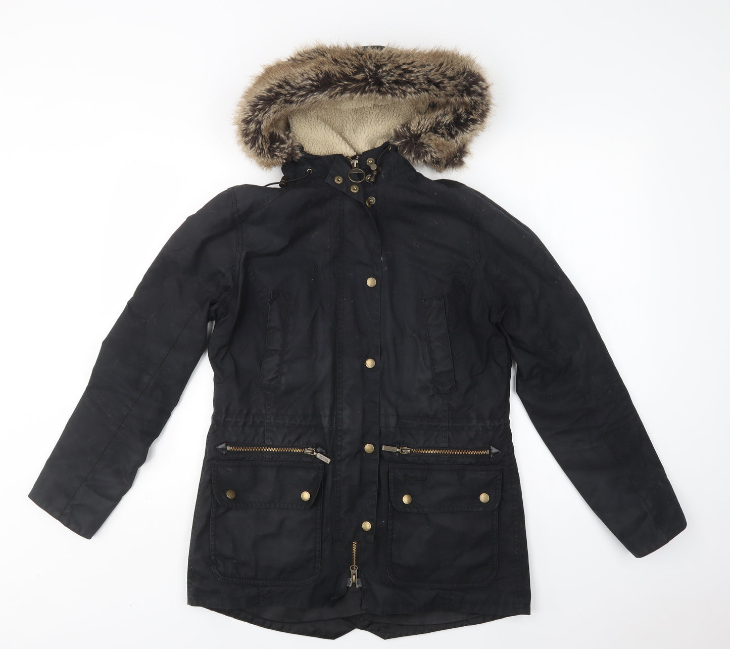 Barbour Womens Black   Parka Jacket Size 10  Zip