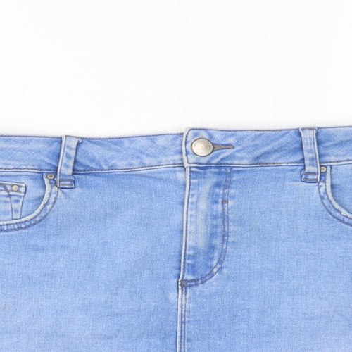 New Look Womens Blue  Cotton Mini Skirt Size 14   Button
