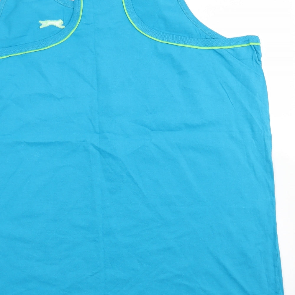 Slazenger Mens Blue  Cotton  T-Shirt Size 4XL Square Neck  - Tank Top