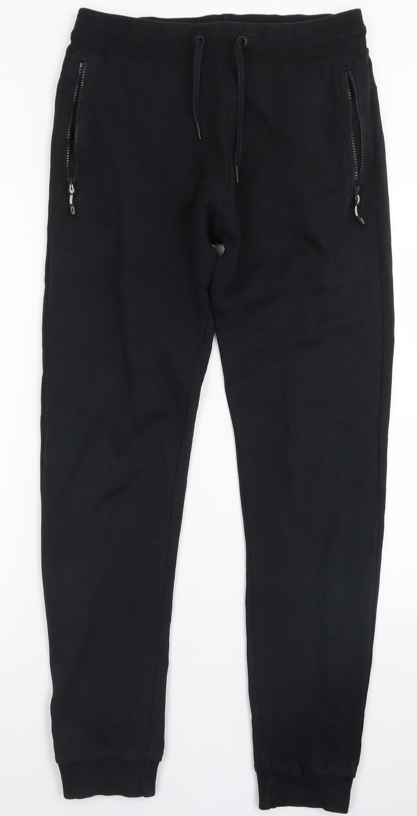 NEXT Mens Black  Cotton Jogger Trousers Size M L30 in Slim Drawstring