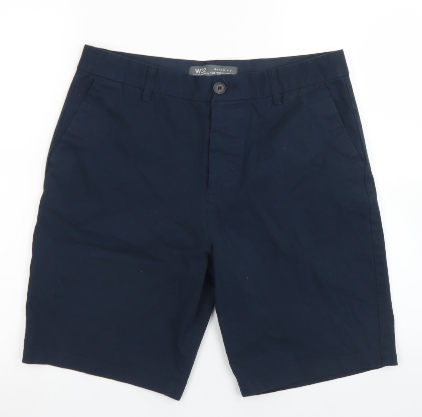 Denim Co Mens Blue  Cotton Chino Shorts Size 32 in  Regular Button