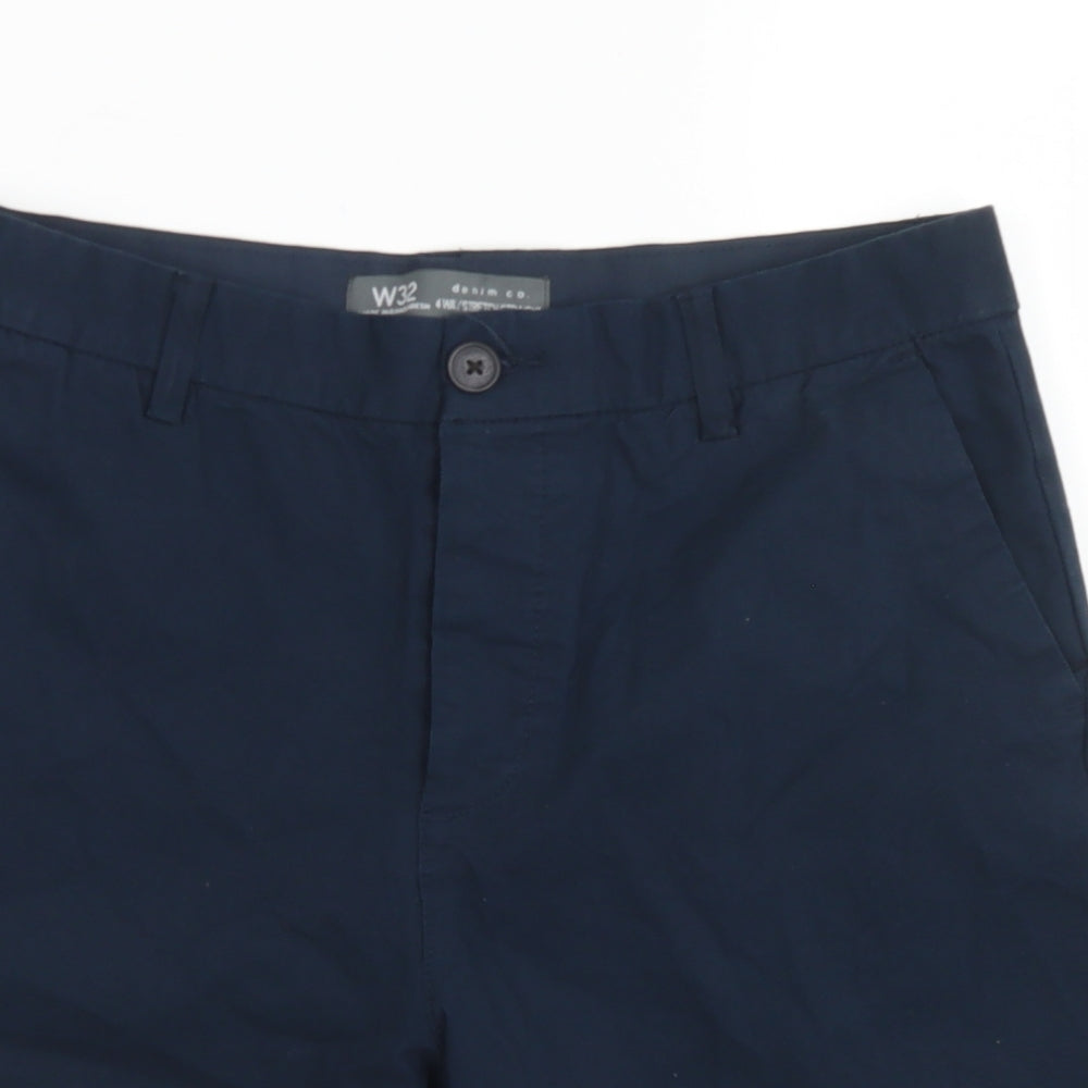 Denim Co Mens Blue  Cotton Chino Shorts Size 32 in  Regular Button