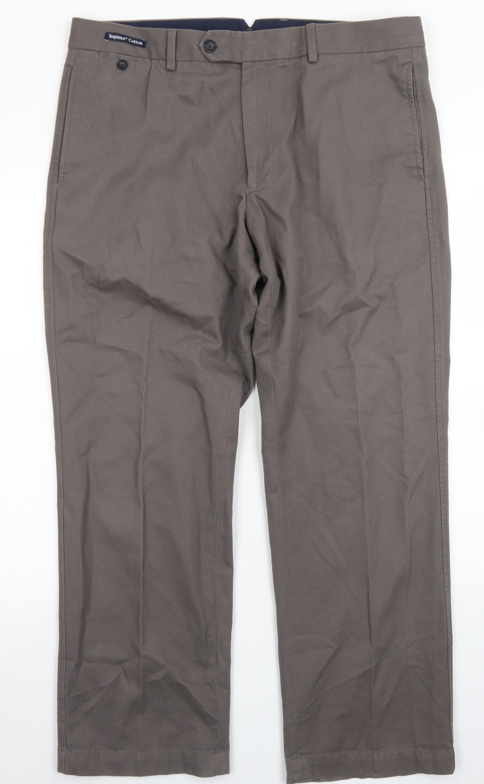 lue Harbour Mens Brown  Cotton Chino Trousers Size 36 in L29 in Regular Button