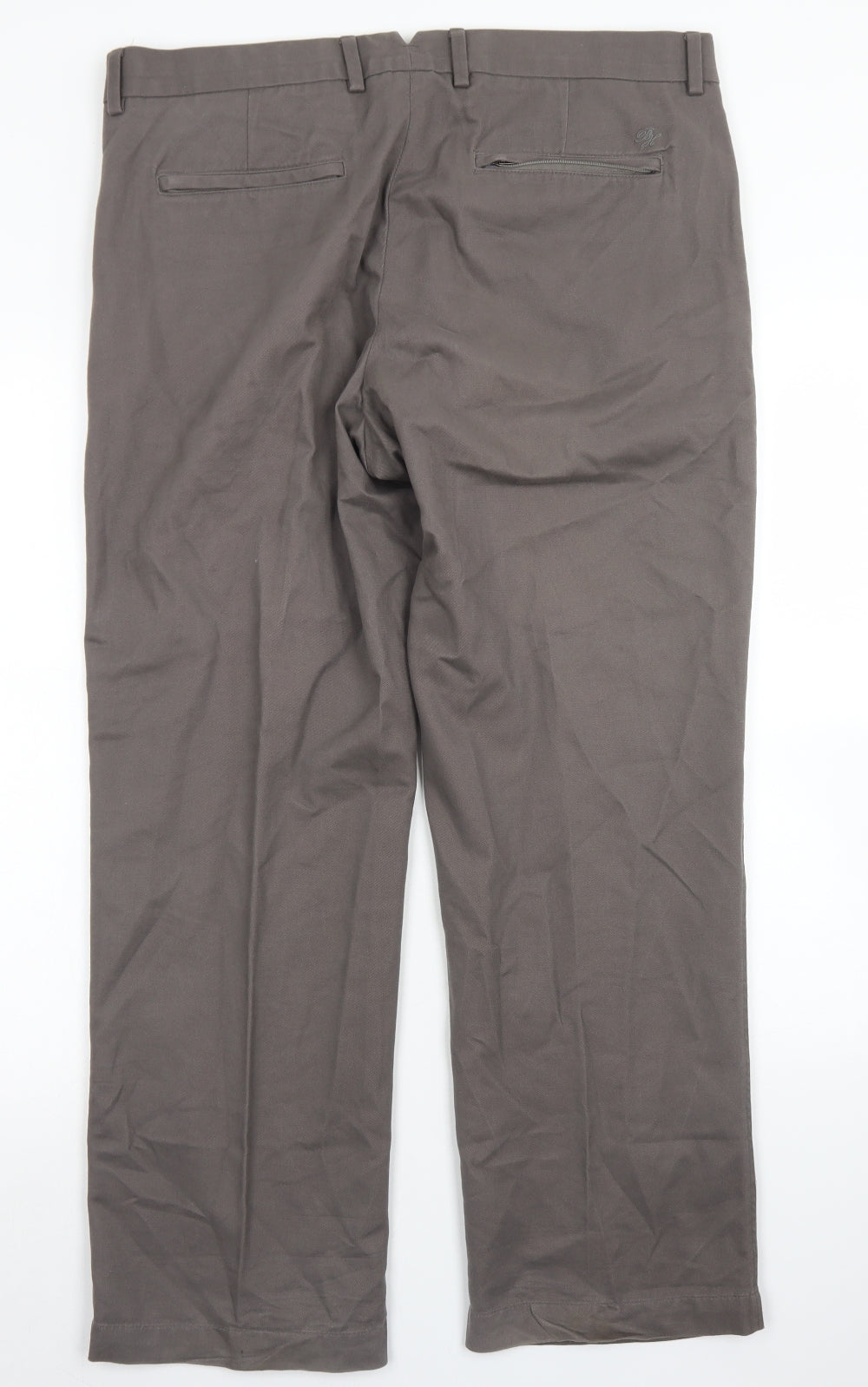 lue Harbour Mens Brown  Cotton Chino Trousers Size 36 in L29 in Regular Button