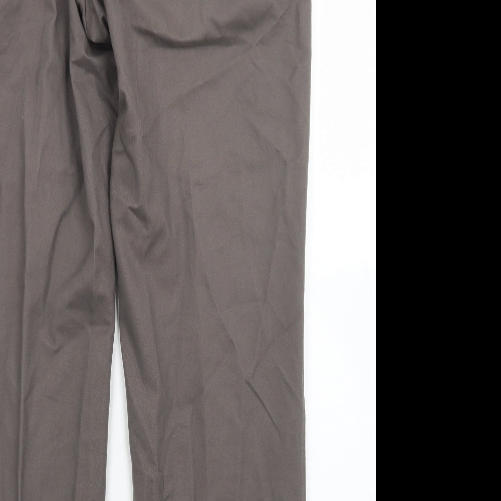 lue Harbour Mens Brown  Cotton Chino Trousers Size 36 in L29 in Regular Button