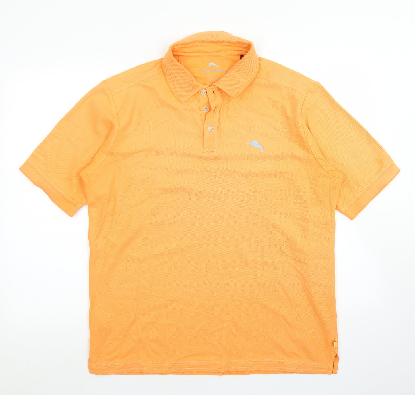 Tommy Bahamas Mens Orange  Cotton  Polo Size M Collared Button