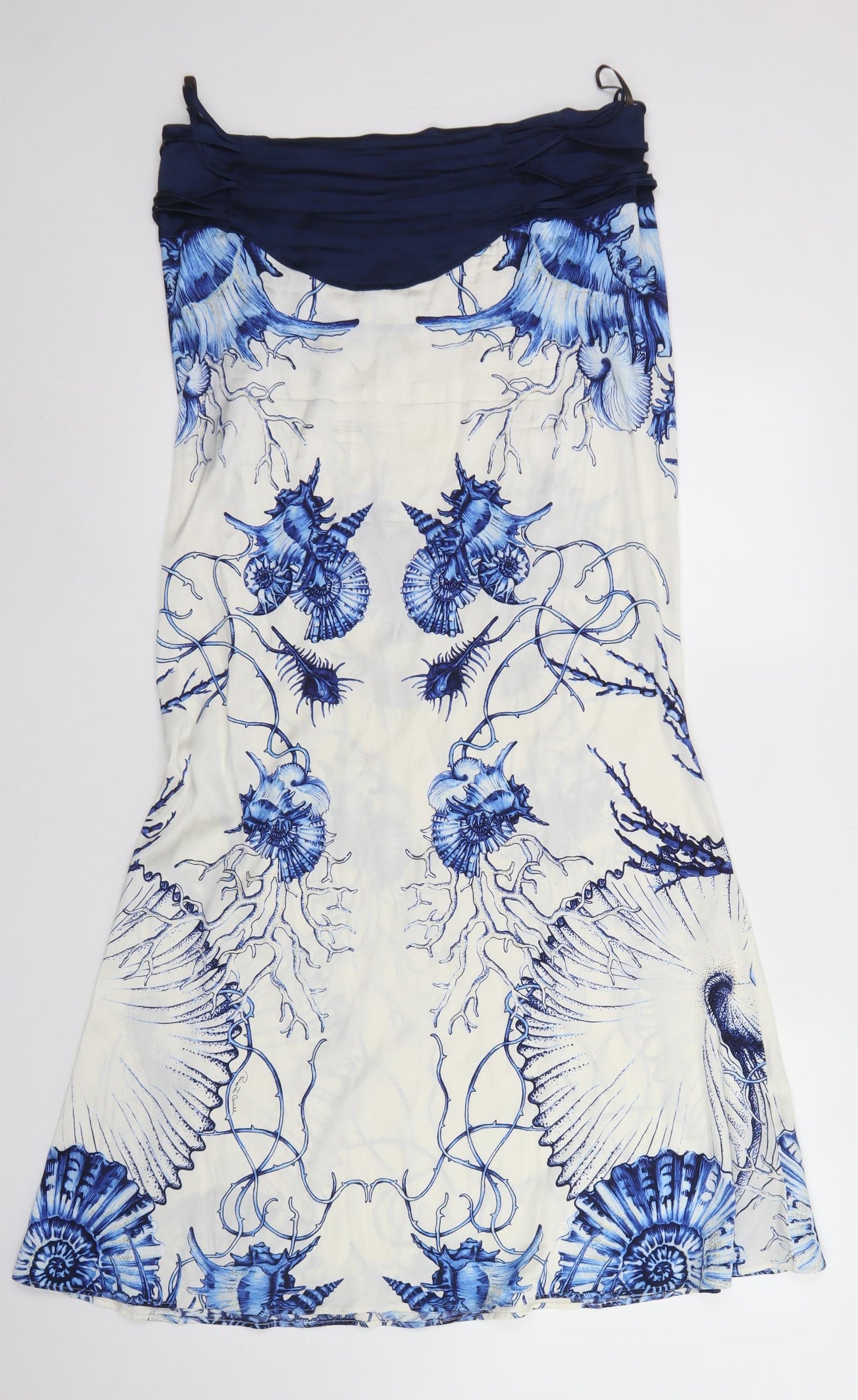Roberto Cavalli Womens White Floral Polyester Maxi Skirt Size 20   Zip