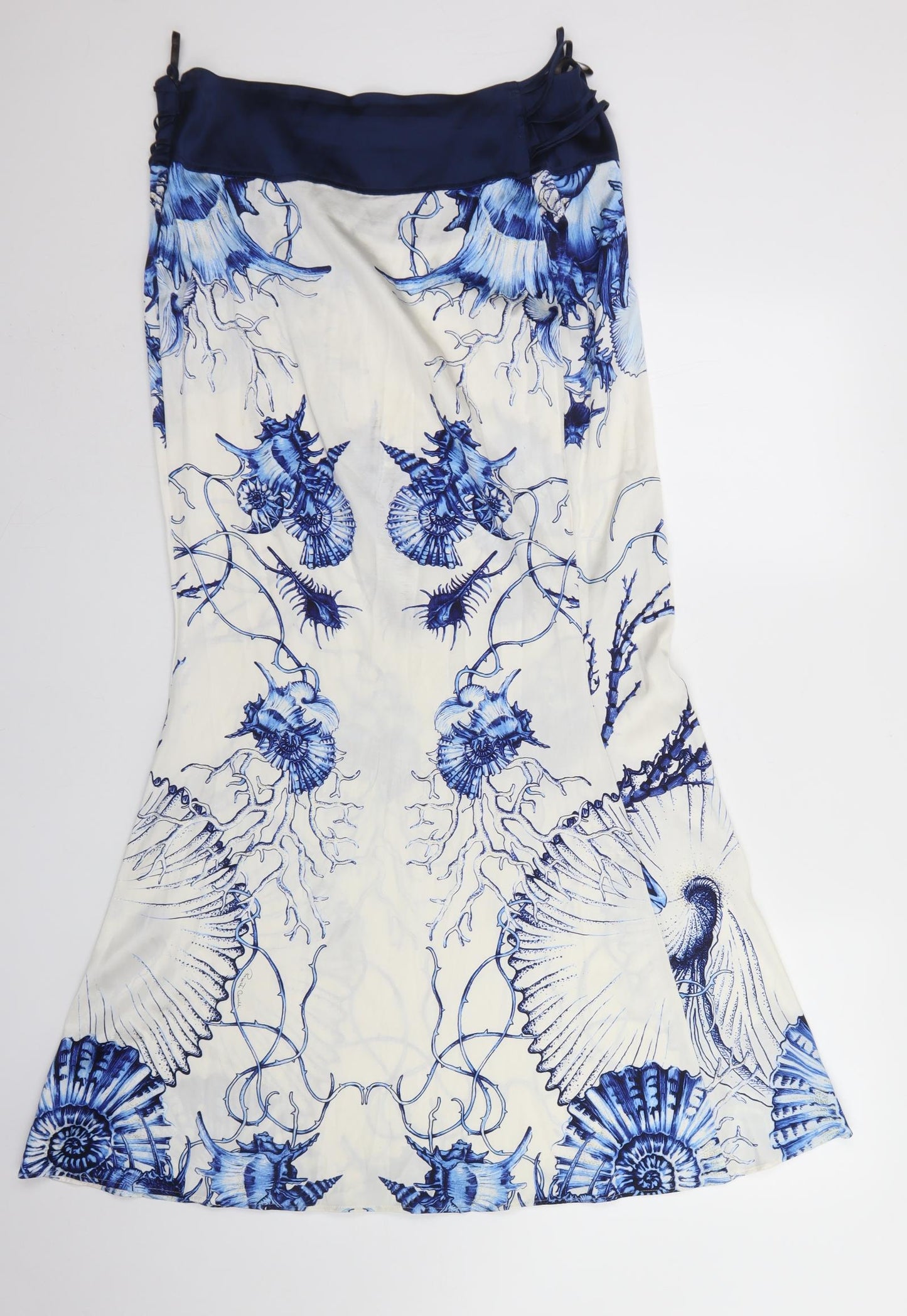 Roberto Cavalli Womens White Floral Polyester Maxi Skirt Size 20   Zip