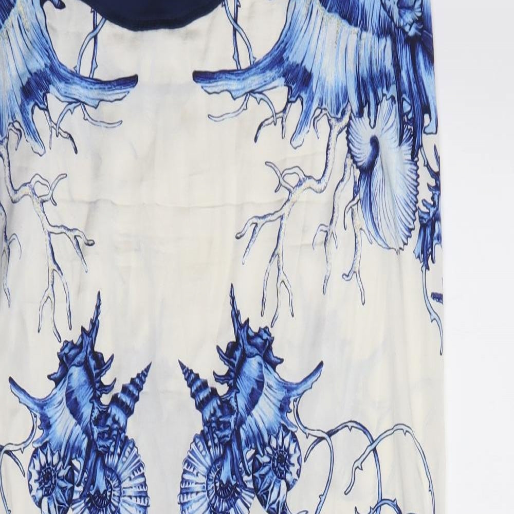 Roberto Cavalli Womens White Floral Polyester Maxi Skirt Size 20   Zip