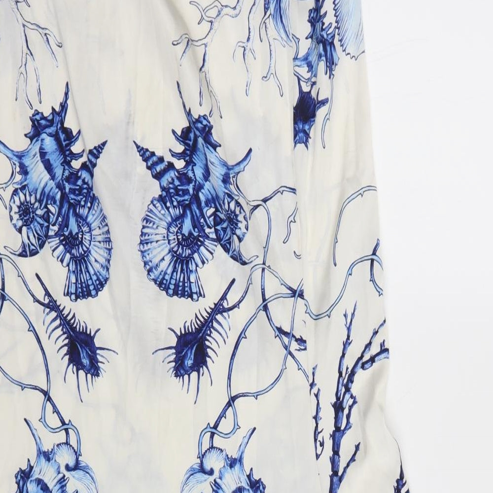 Roberto Cavalli Womens White Floral Polyester Maxi Skirt Size 20   Zip