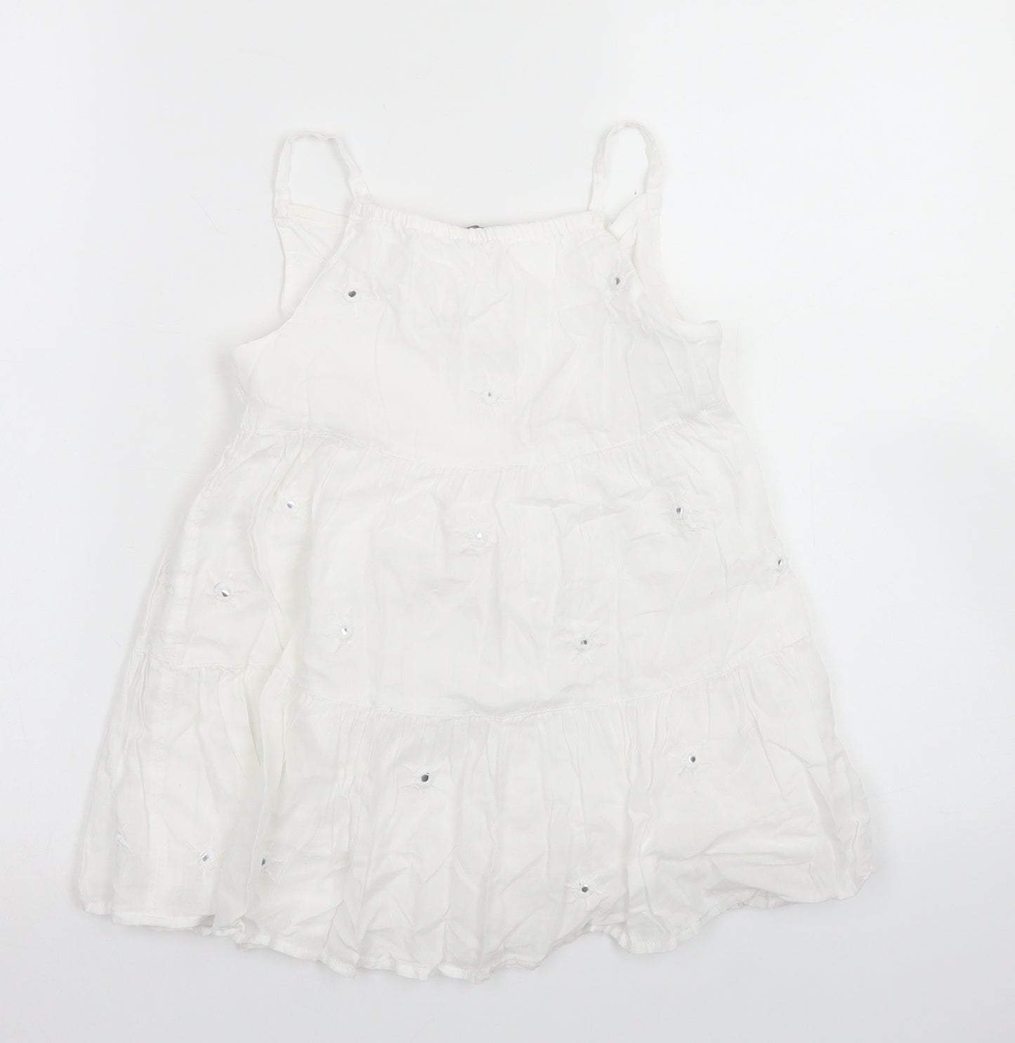 George Girls White  Cotton Camisole Blouse Size 5-6 Years Square Neck