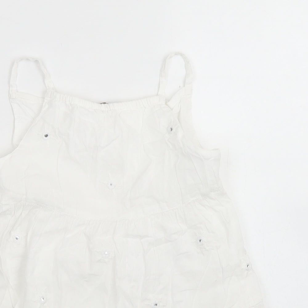 George Girls White  Cotton Camisole Blouse Size 5-6 Years Square Neck